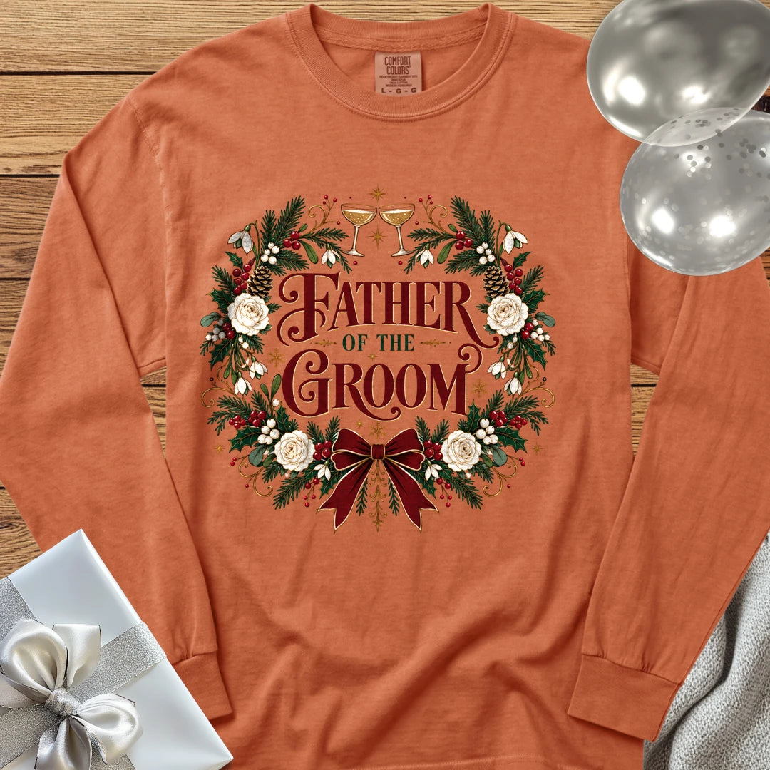 Father of the Groom - Premium Winter Crest Wedding Long Sleeve T-Shirt - Yam