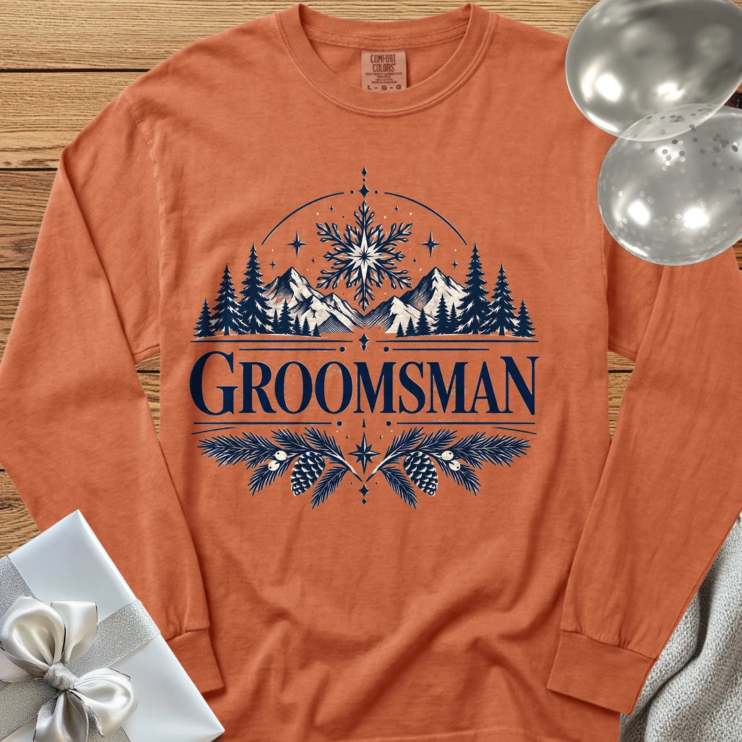 Groomsman - Premium Winter Peaks Wedding Long Sleeve T-Shirt - Yam