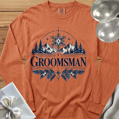 Groomsman - Premium Winter Peaks Wedding Long Sleeve T-Shirt - Yam