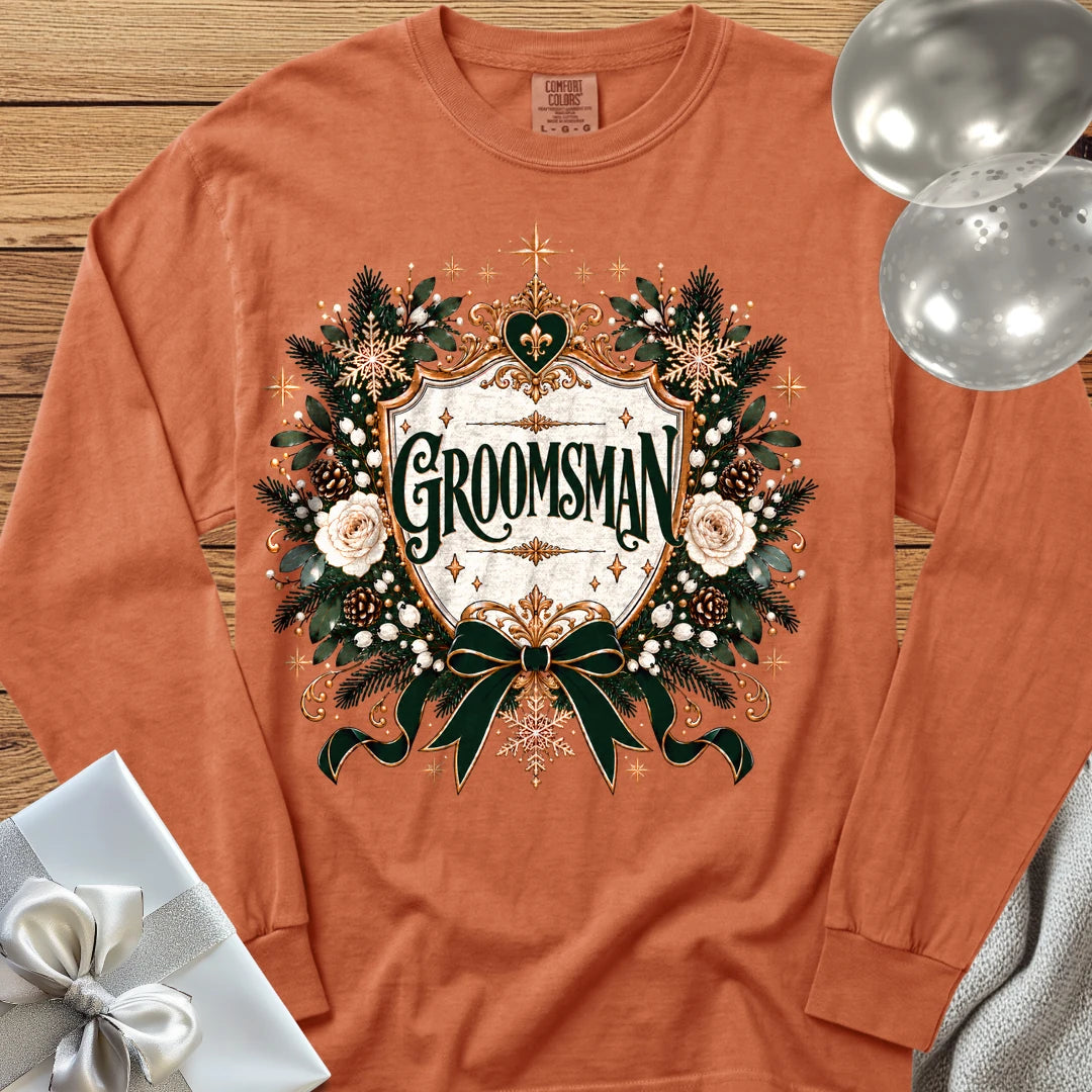 Groomsman - Premium Winter Heirloom Wedding Long Sleeve T-Shirt - Yam