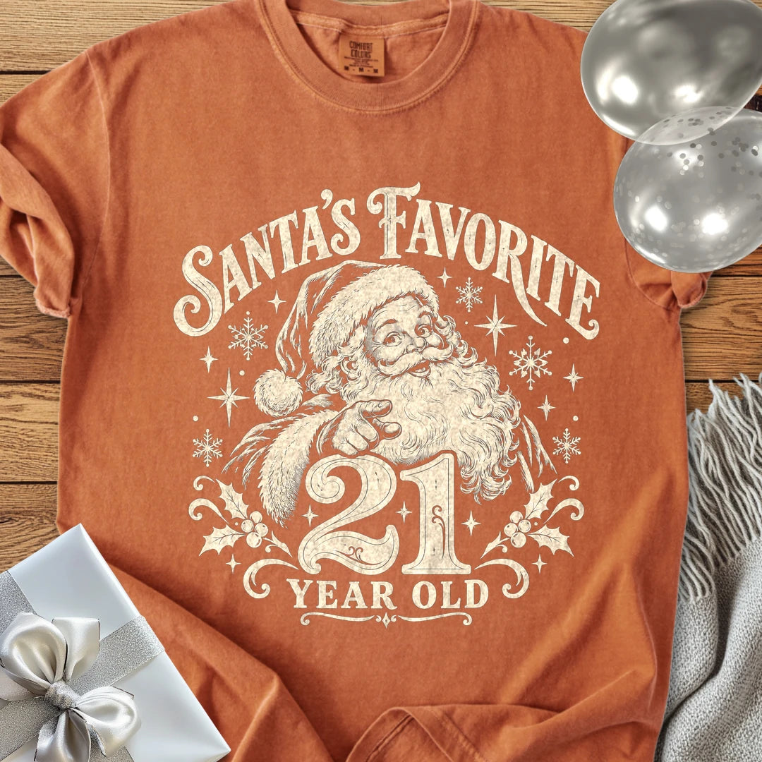Santa’s Favorite 21-Year-Old - Premium Christmas 21st Birthday T-Shirt - Yam