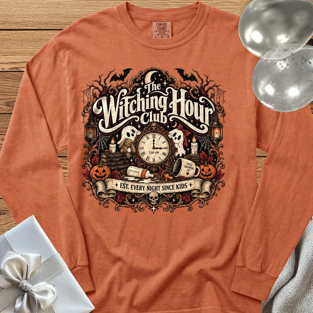 Witching Hour Club, Est. Every Night Since Kids - Premium Halloween Parenting Long Sleeve T-Shirt - Yam