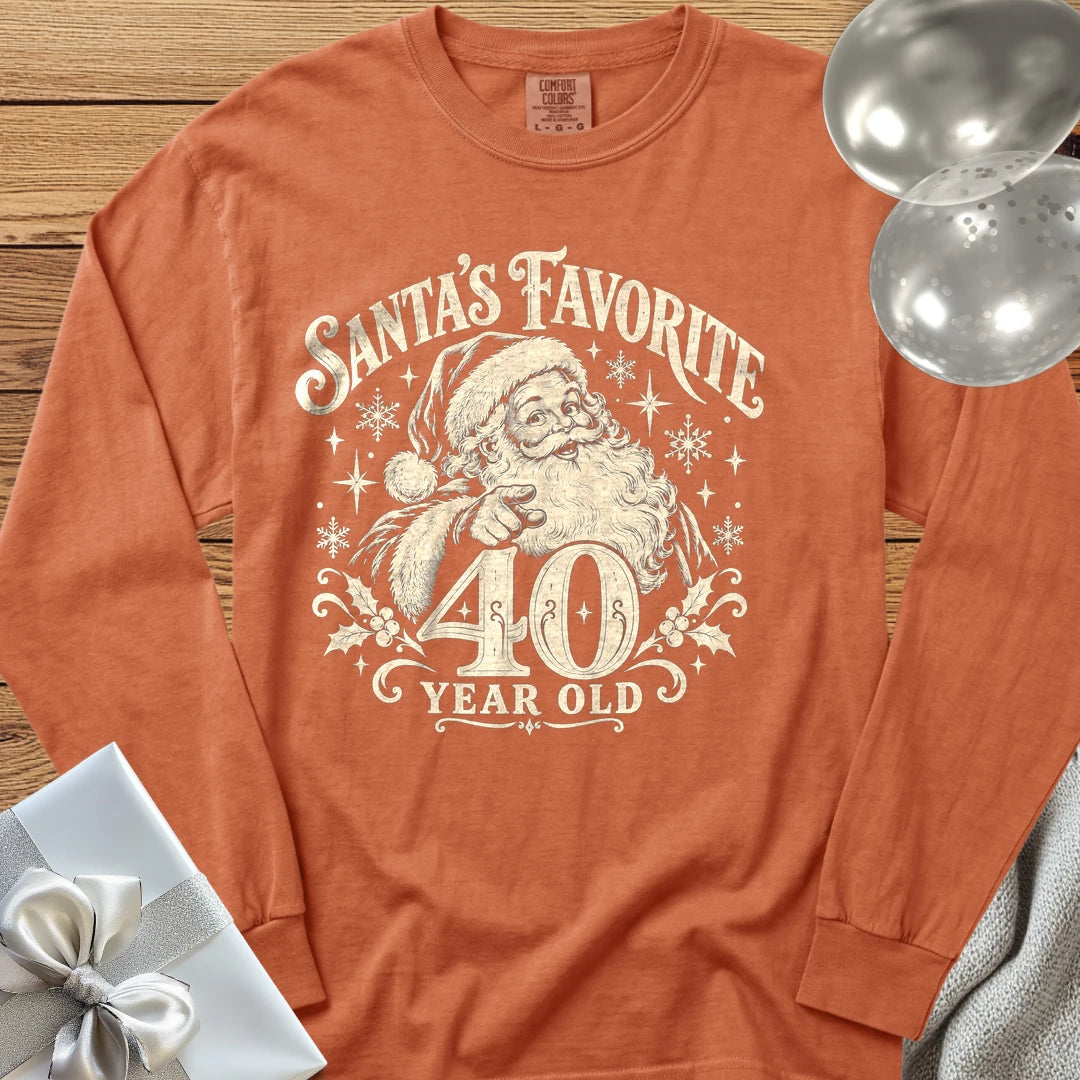 Santa’s Favorite 40-Year-Old - Premium Christmas 40th Birthday Long Sleeve T-Shirt - Yam
