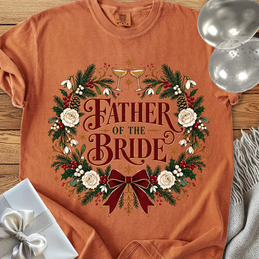 Father of the Bride - Premium Winter Crest Wedding T-Shirt - Yam