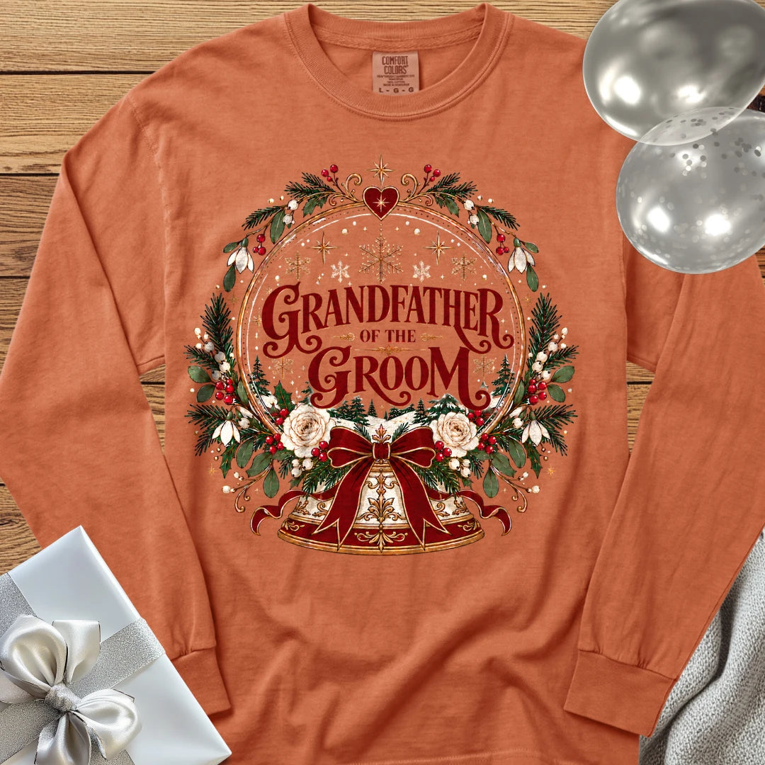 Grandfather of the Groom - Premium Snowglobe Wedding Long Sleeve T-Shirt - Yam