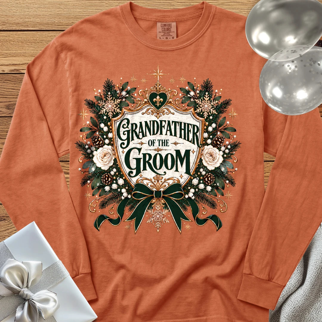 Grandfather of the Groom - Premium Winter Heirloom Wedding Long Sleeve T-Shirt - Yam