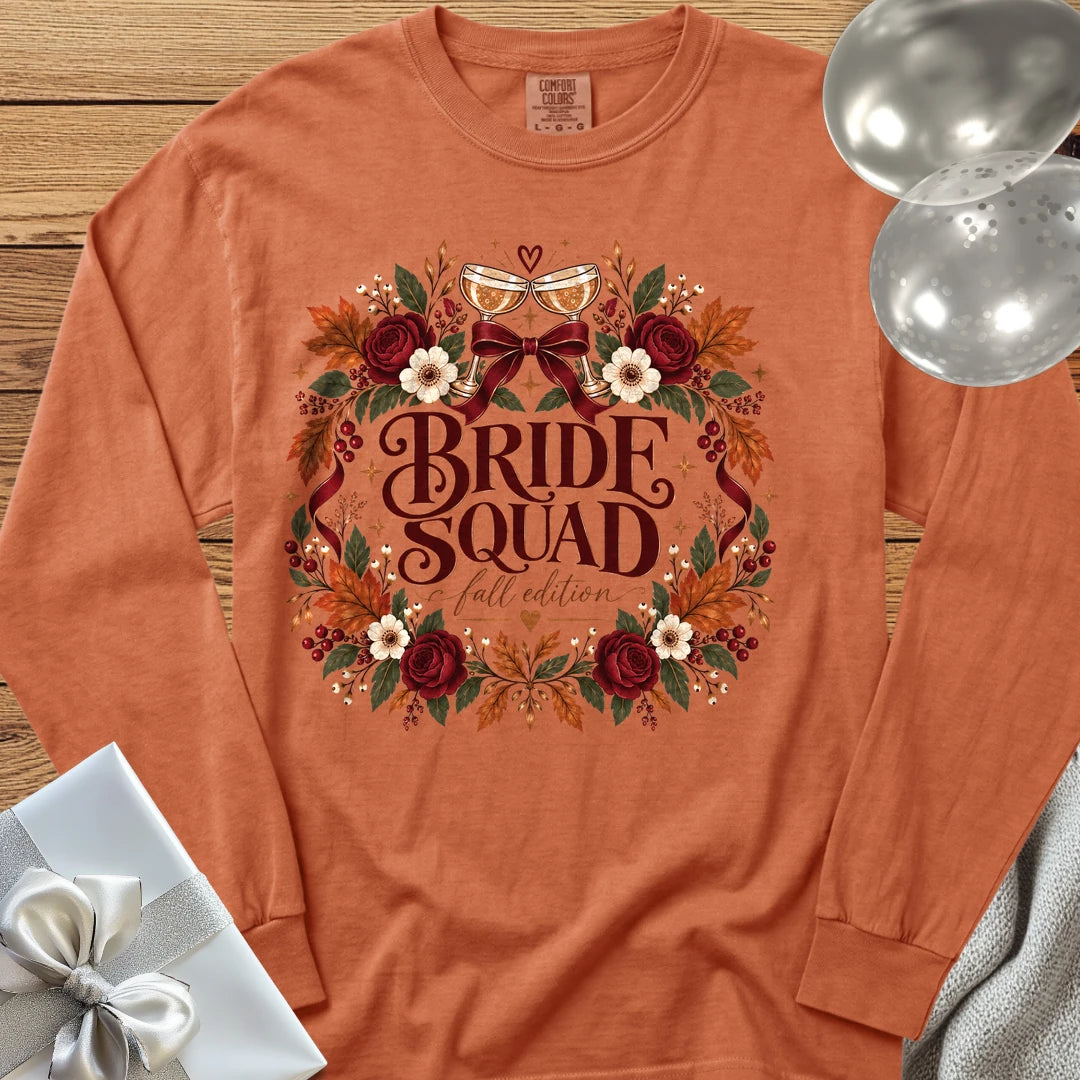 Bride Squad, Fall Edition - Premium Wedding Long Sleeve T-Shirt - Yam