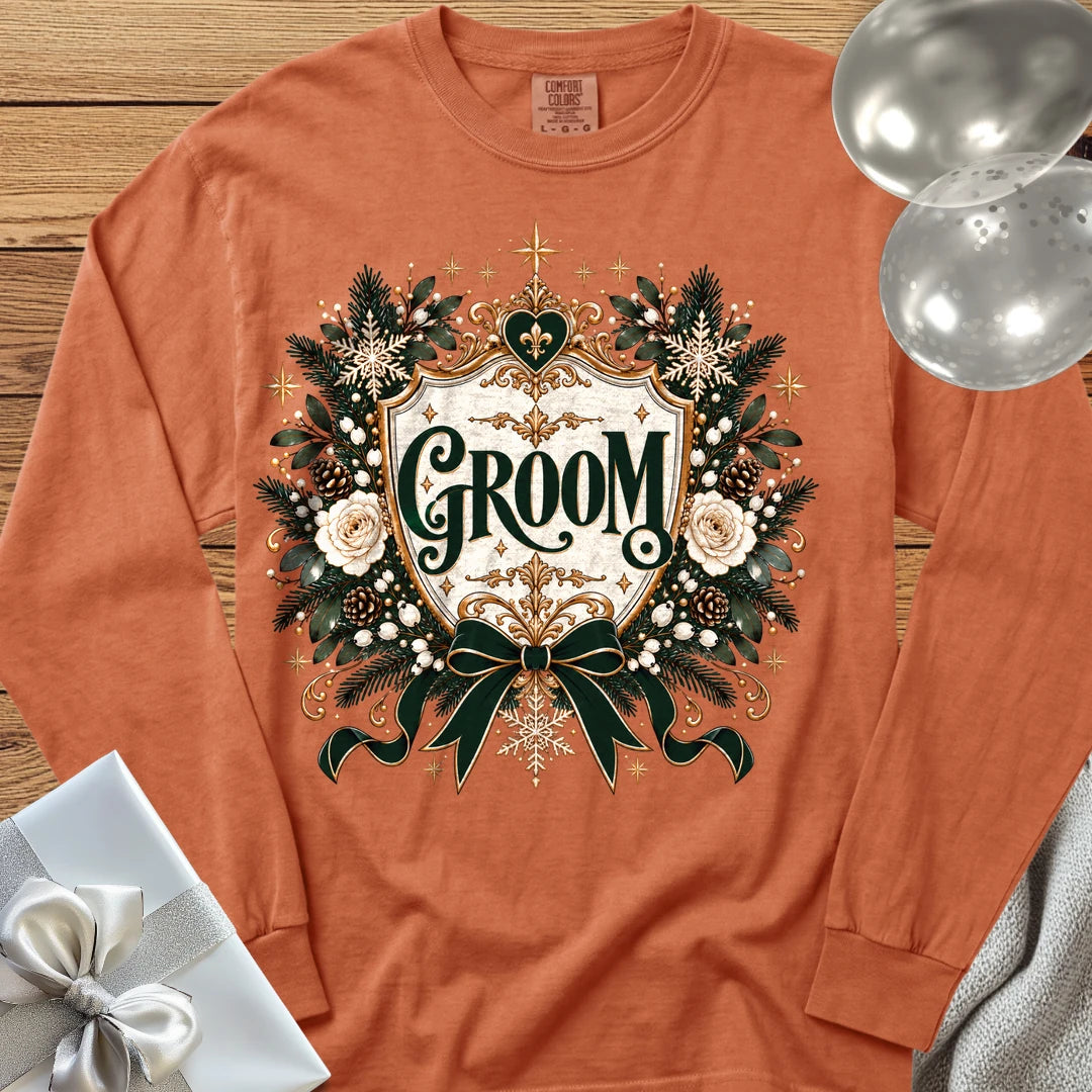 Groom - Premium Winter Heirloom Wedding Long Sleeve T-Shirt - Yam