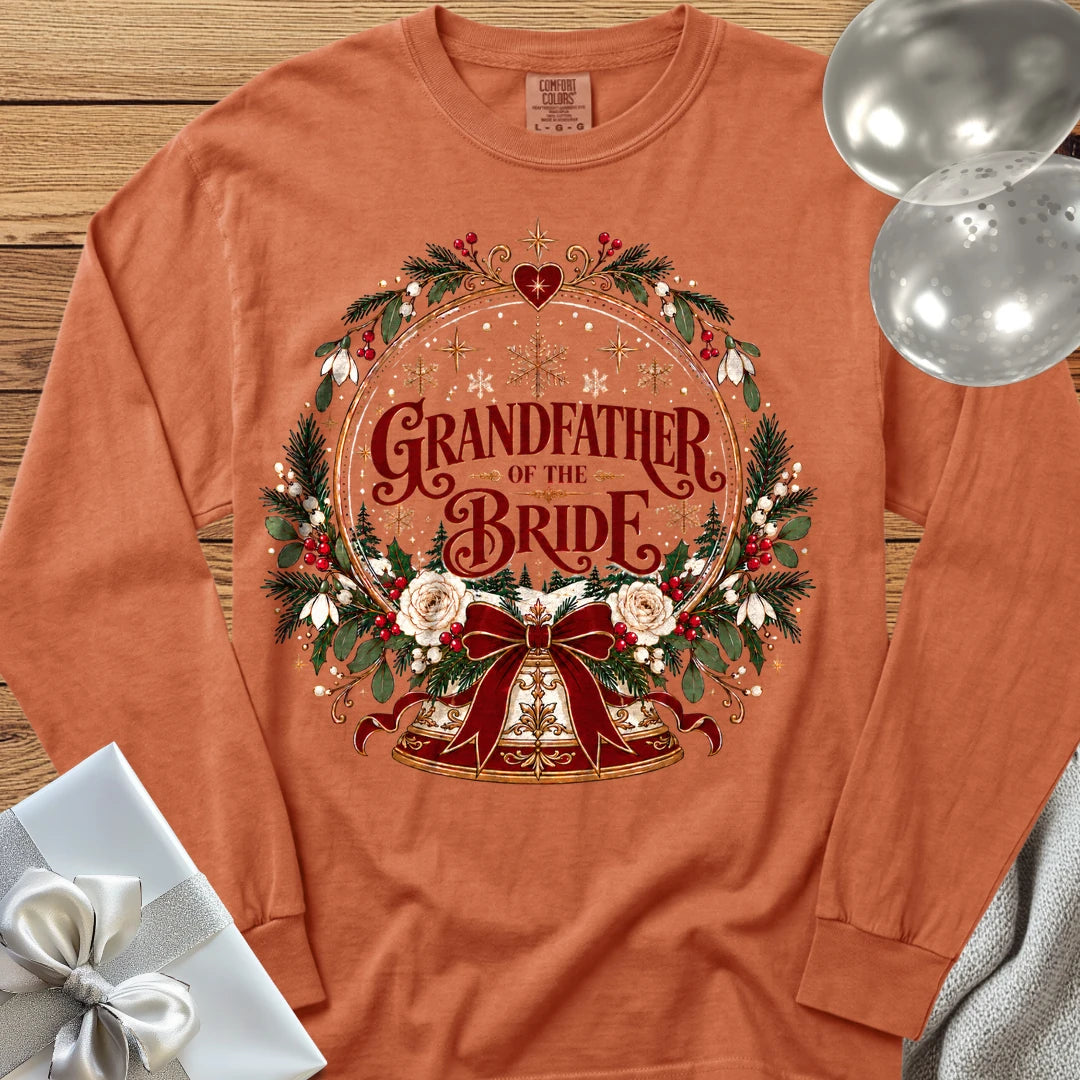 Grandfather of the Bride - Premium Snowglobe Wedding Long Sleeve T-Shirt - Yam