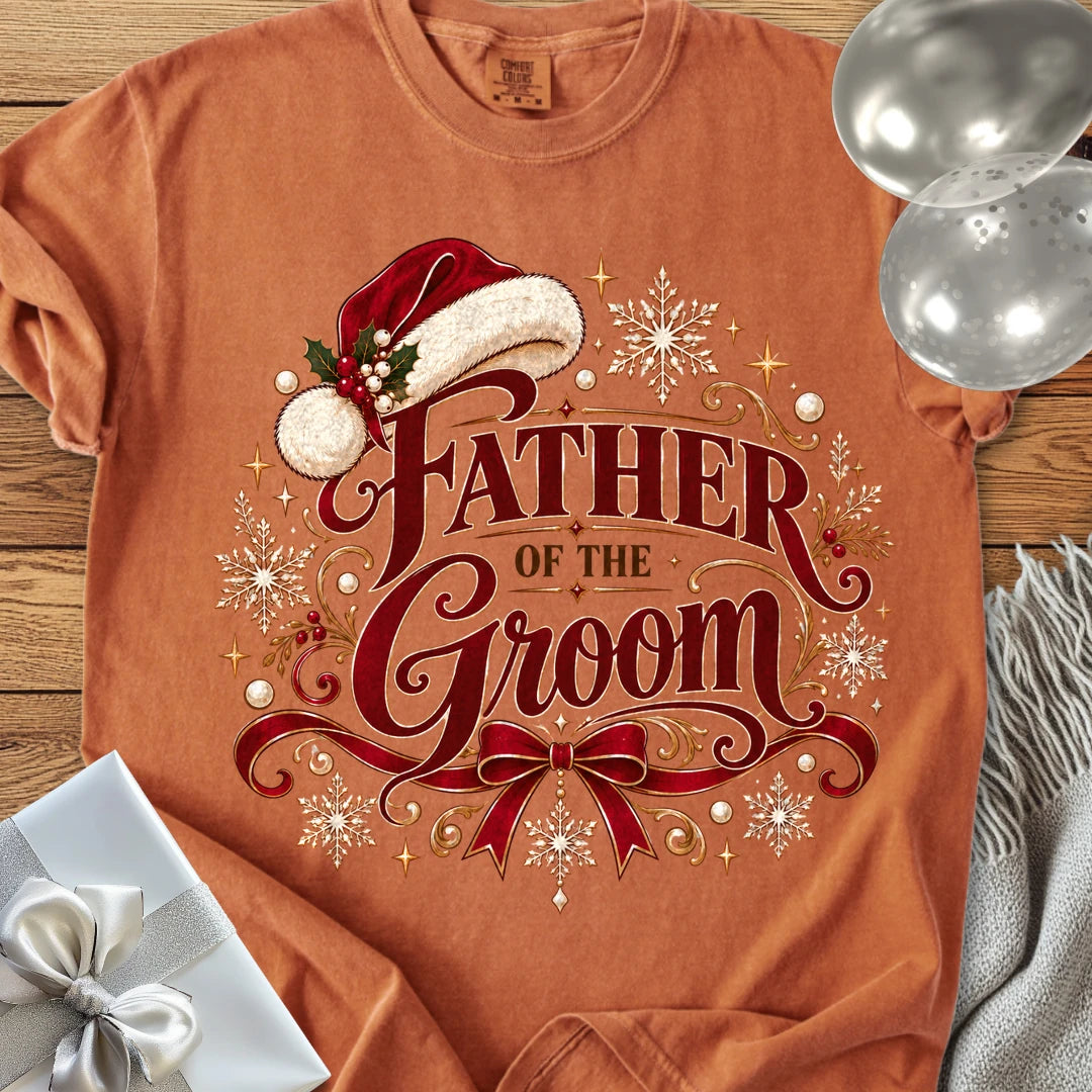 Father of the Groom - Premium Christmas Wedding T-Shirt - Yam