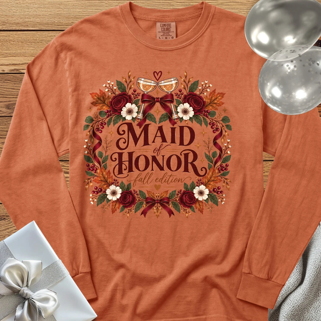 Maid of Honor, Fall Edition - Premium Wedding Long Sleeve T-Shirt - Yam
