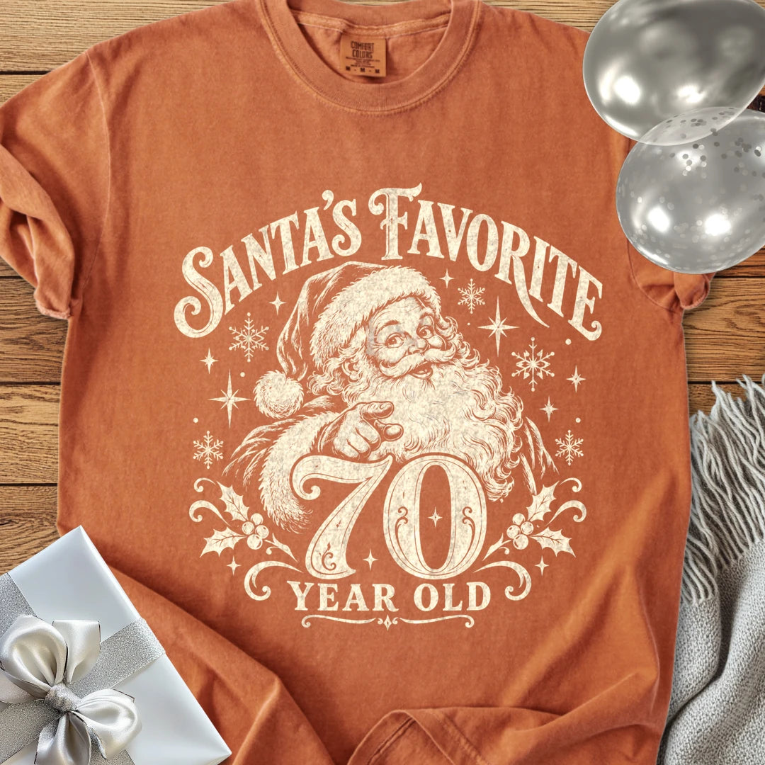 Santa’s Favorite 70-Year-Old - Premium Christmas 70th Birthday T-Shirt - Yam