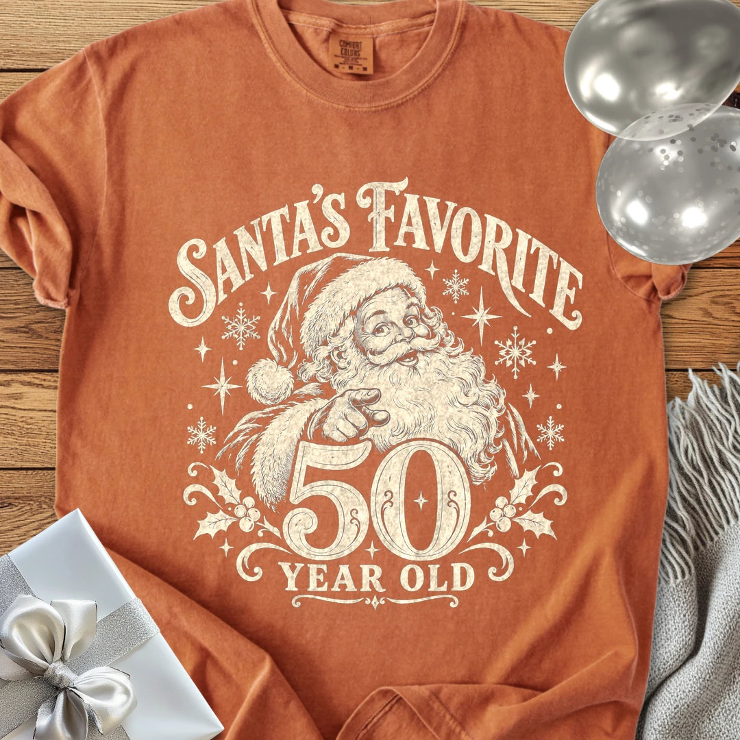 Santa’s Favorite 50-Year-Old - Premium Christmas 50th Birthday T-Shirt - Yam
