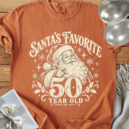 Santa’s Favorite 50-Year-Old - Premium Christmas 50th Birthday T-Shirt - Yam
