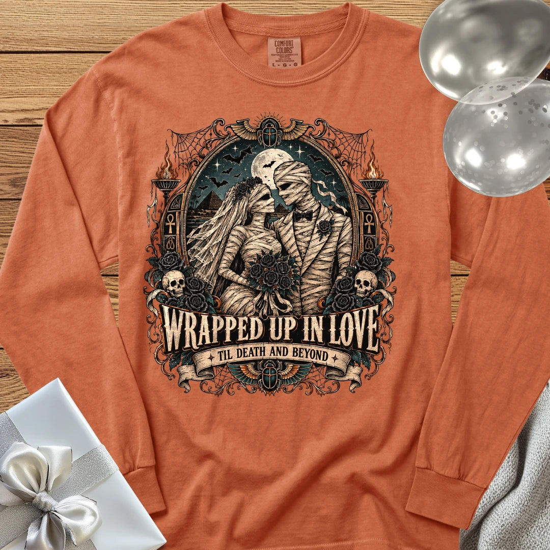 Wrapped Up in Love - Premium Halloween Wedding Long Sleeve T-Shirt - Yam