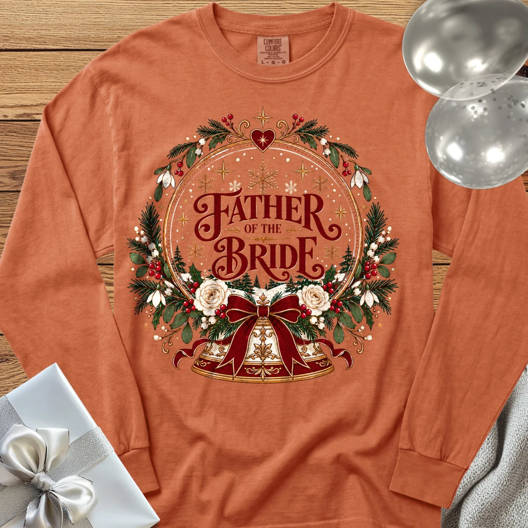 Father of the Bride - Premium Snowglobe Wedding Long Sleeve T-Shirt - Yam