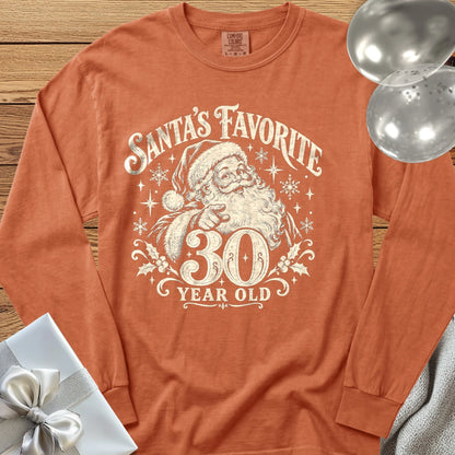 Santa’s Favorite 30-Year-Old - Premium Christmas 30th Birthday Long Sleeve T-Shirt - Yam