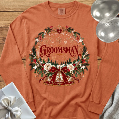Groomsman - Premium Snowglobe Wedding Long Sleeve T-Shirt - Yam