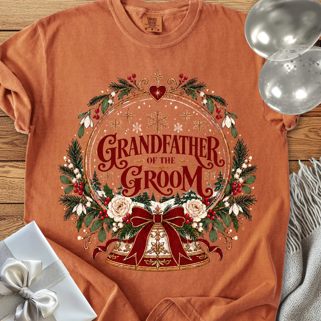 Grandfather of the Groom - Premium Snowglobe Wedding T-Shirt - Yam