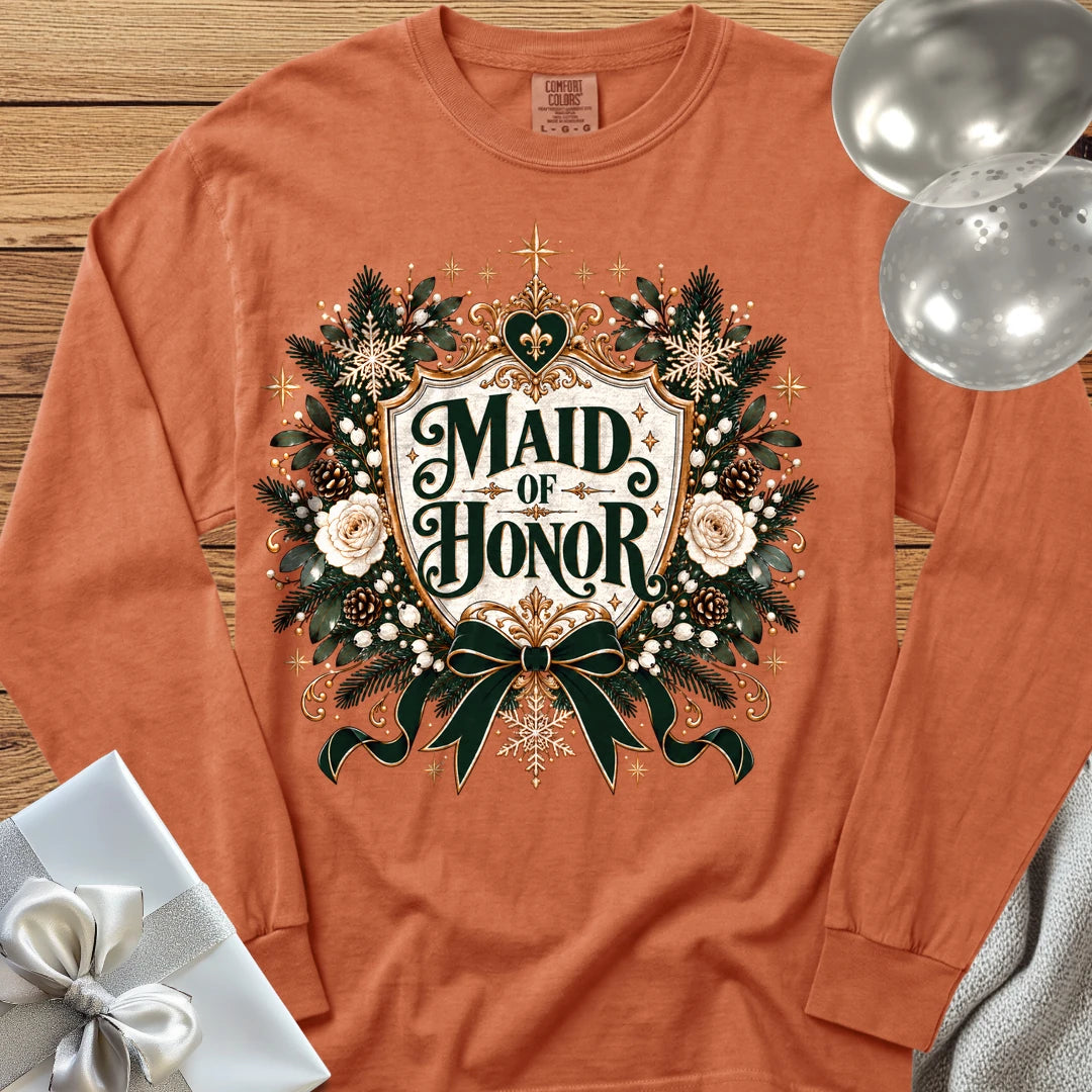 Maid of Honor - Premium Winter Heirloom Wedding Long Sleeve T-Shirt - Yam