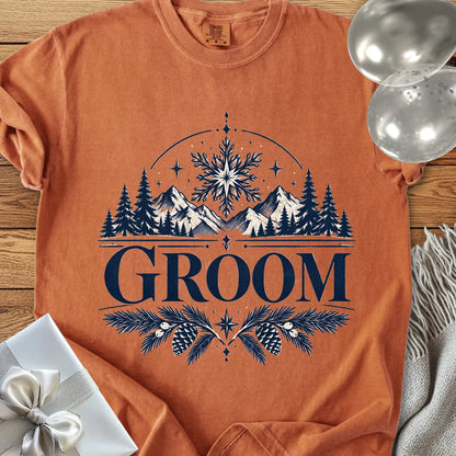 Groom - Premium Winter Peaks Wedding T-Shirt - Yam